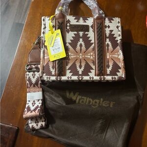 Wrangler Brown Handbag with Cream Accents